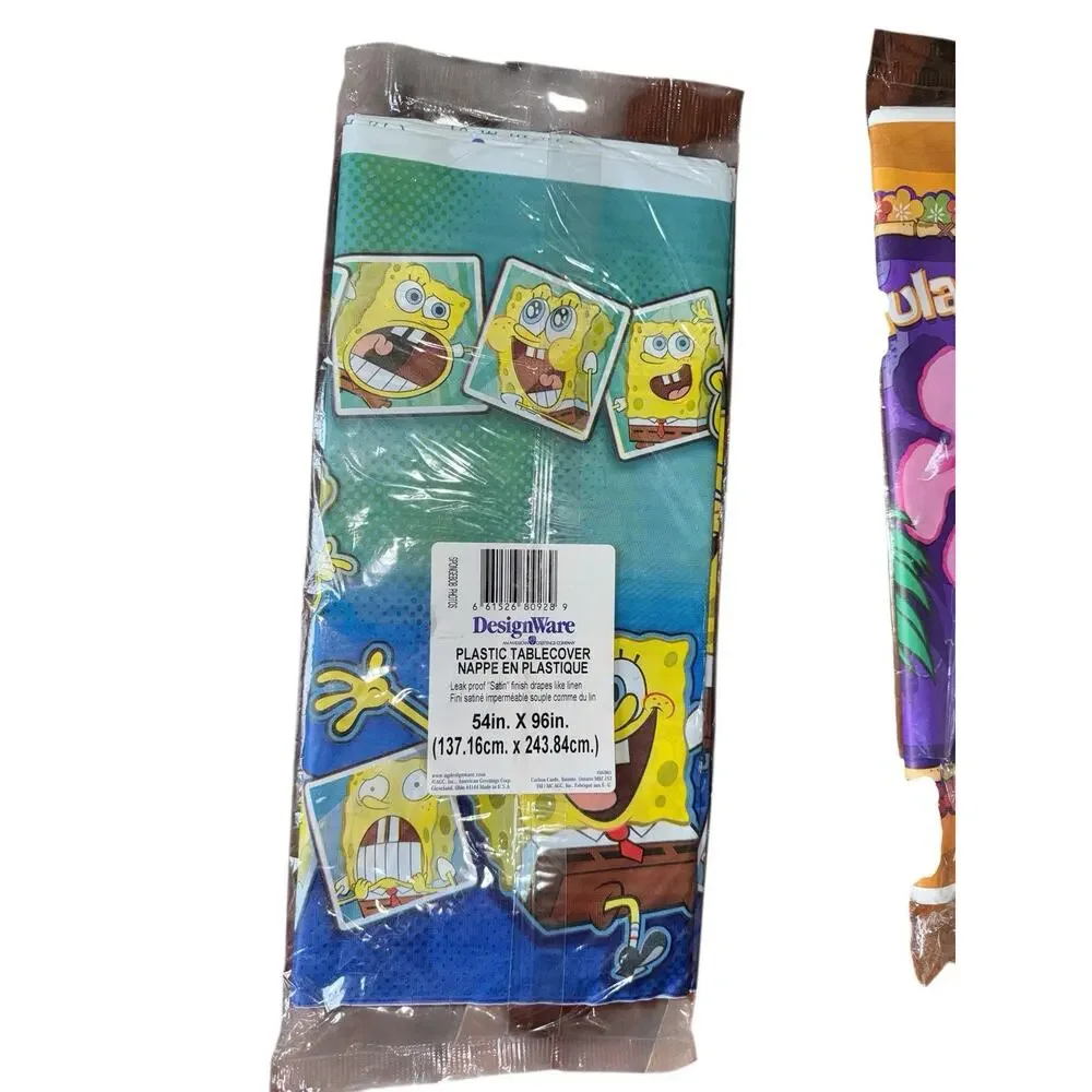 Lot of‎ 5 SpongeBob SquarePants Plastic Tablecovers Party Decor 2004 Sealed Bday